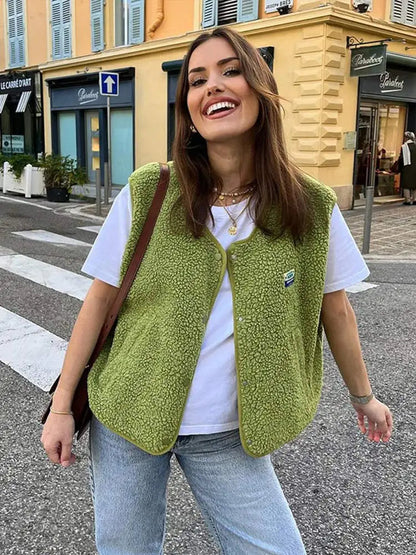 Gilet sans manches tendance pour femme à boutons