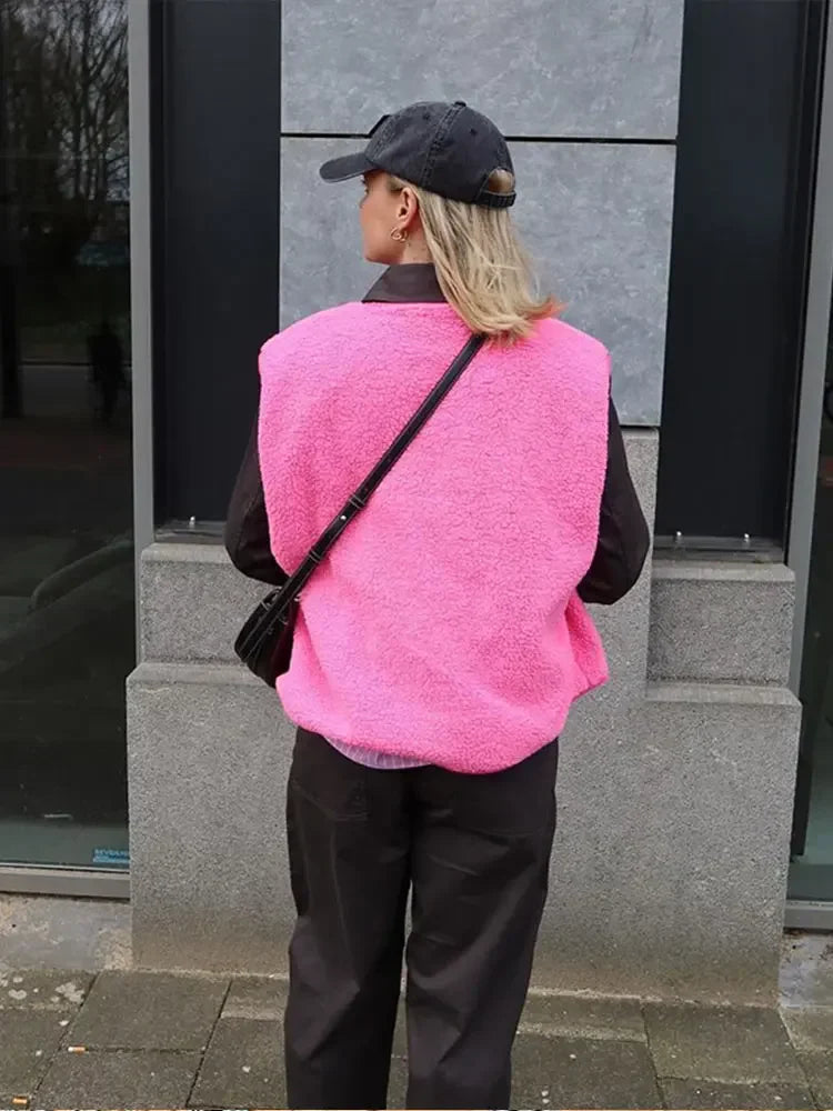 Gilet sans manches tendance pour femme à boutons