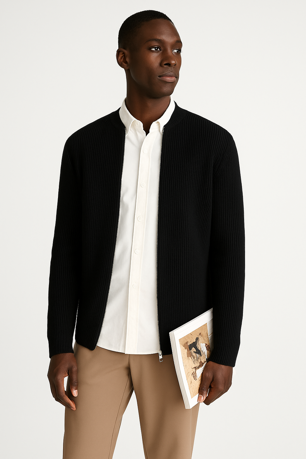 Gilet zippé côtelé pour homme