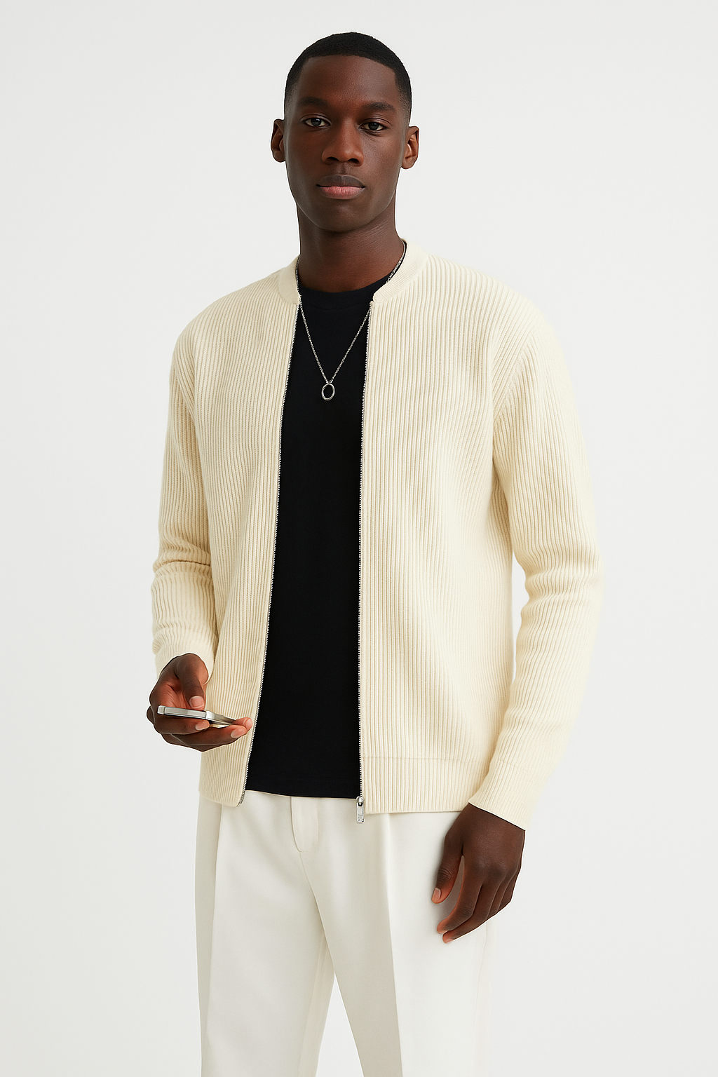 Gilet zippé côtelé pour homme