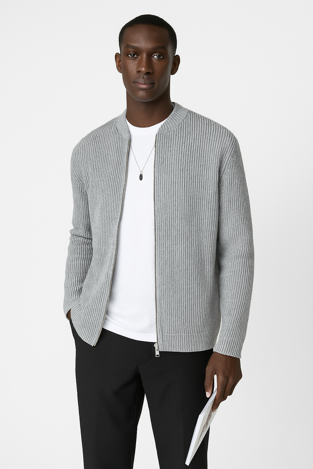 Gilet zippé côtelé pour homme