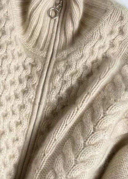 Gilet zippé en maille torsadée femme
