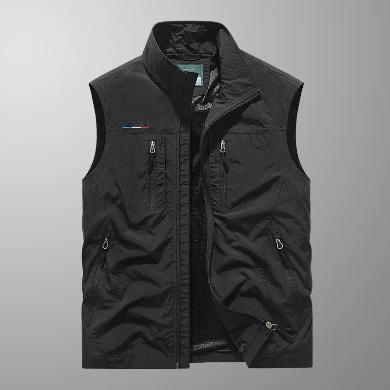 Gilet zippé pour homme - veste sans manches à col montant