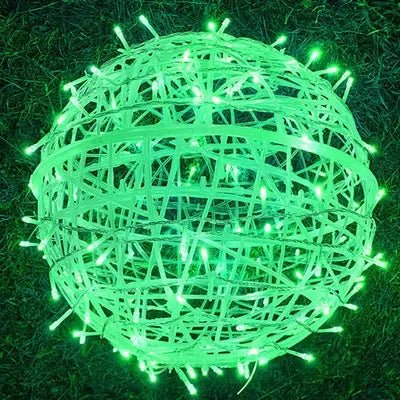 Guirlande lumineuse d'extérieur à boules en rotin - éclairage de jardin - sphères décoratives