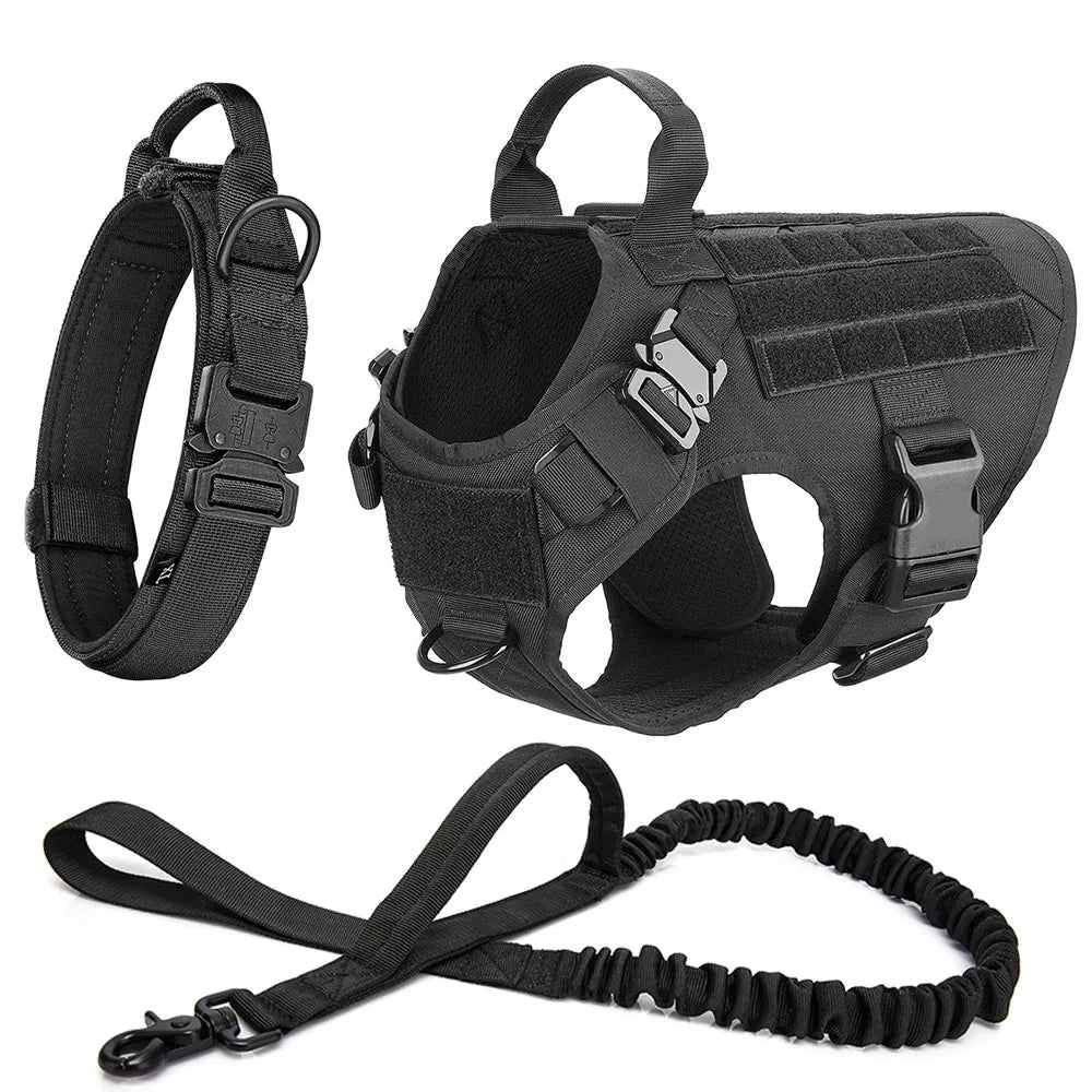 Harnais tactique anti-traction pour chien pour l’entraînement et les aventures en plein air