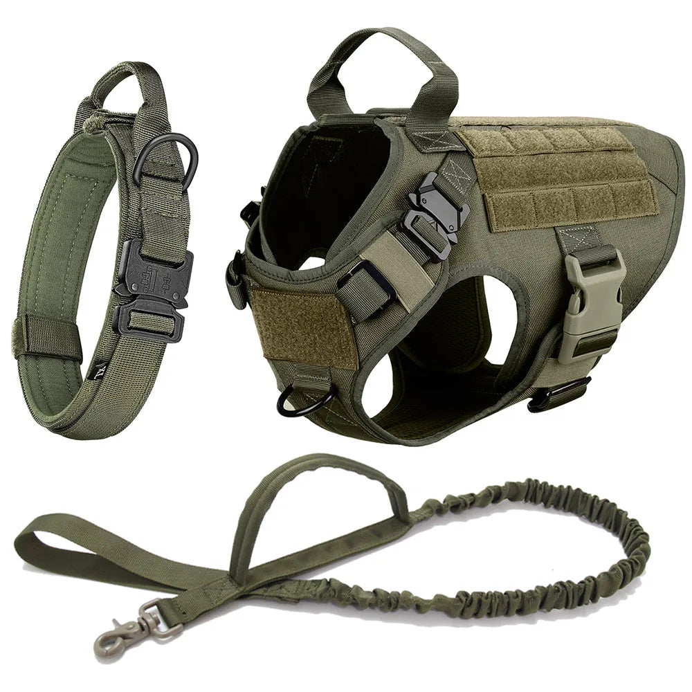 Harnais tactique anti-traction pour chien pour l’entraînement et les aventures en plein air