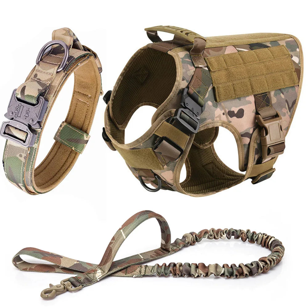 Harnais tactique anti-traction pour chien pour l’entraînement et les aventures en plein air