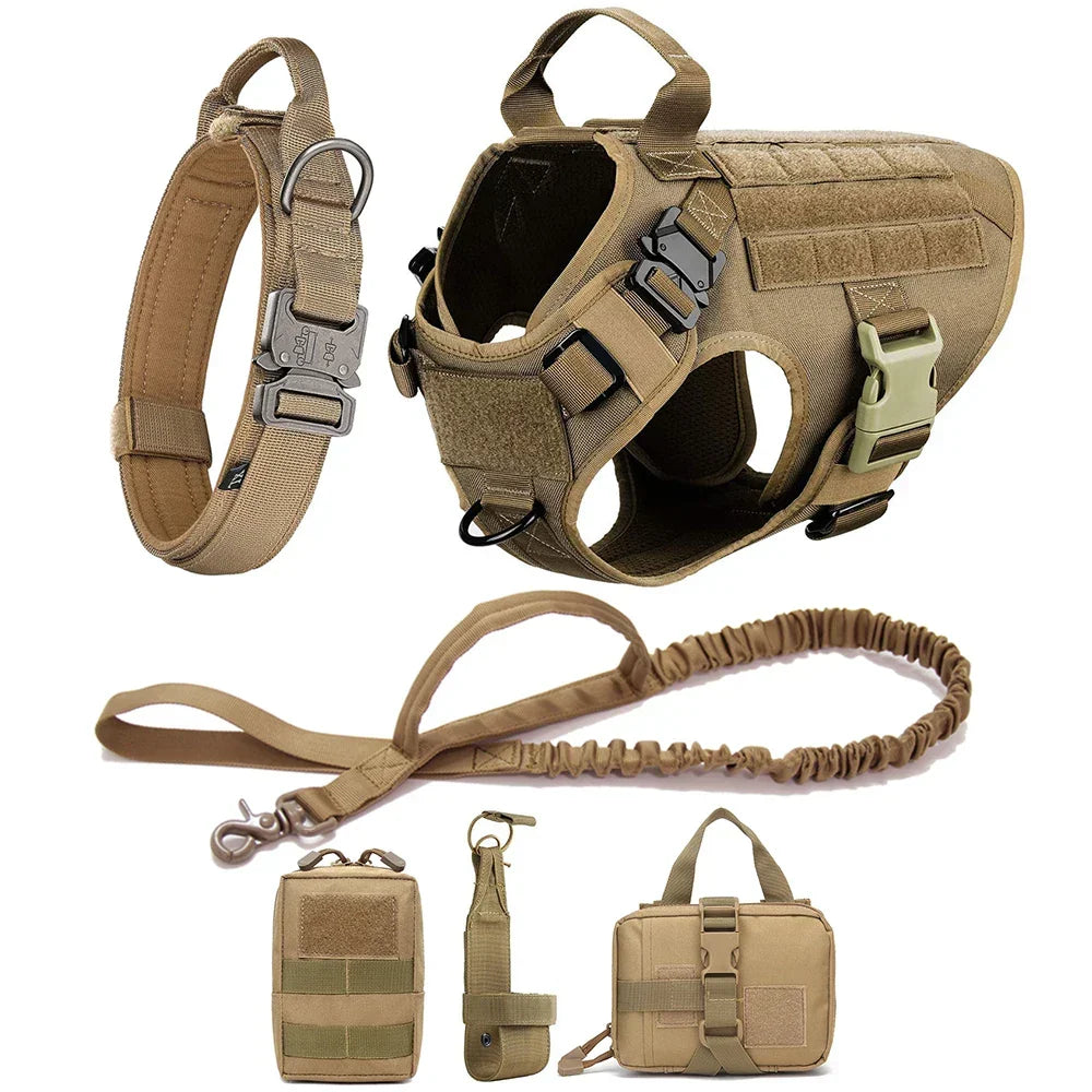 Harnais tactique anti-traction pour chien pour l’entraînement et les aventures en plein air