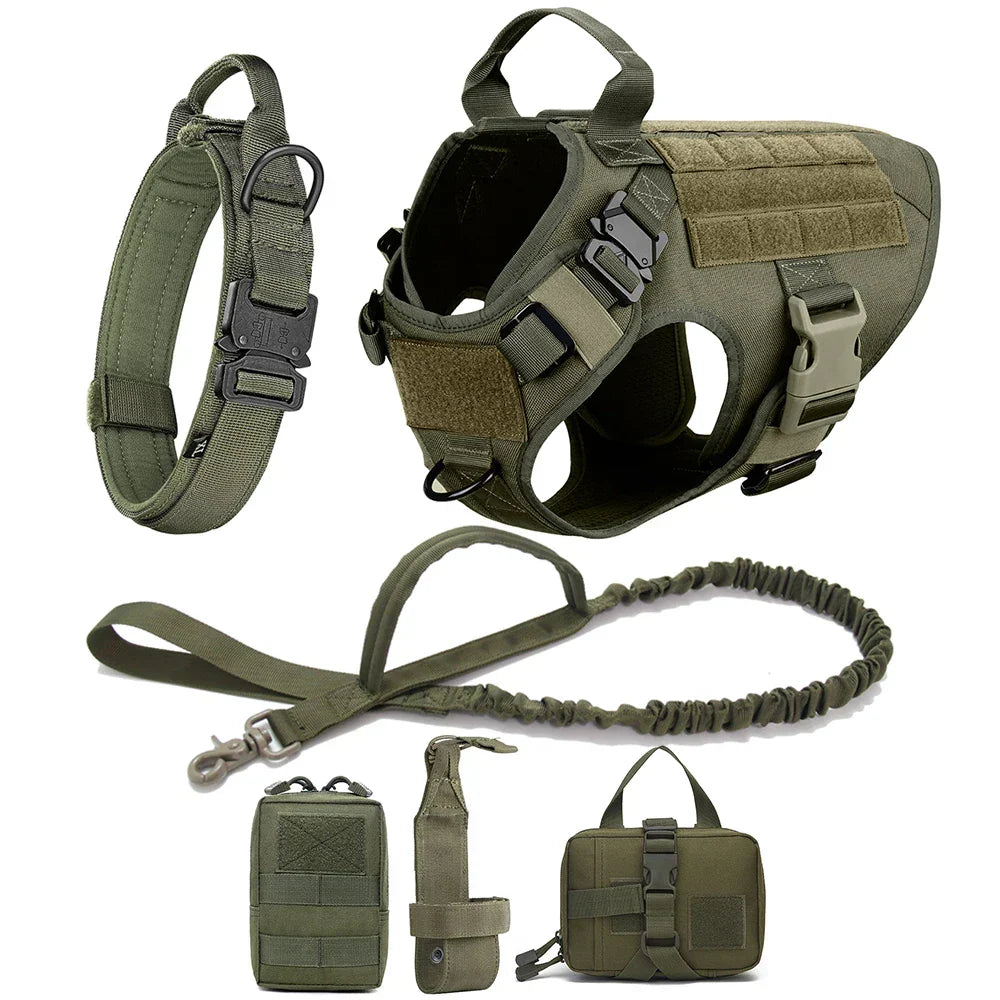 Harnais tactique anti-traction pour chien pour l’entraînement et les aventures en plein air