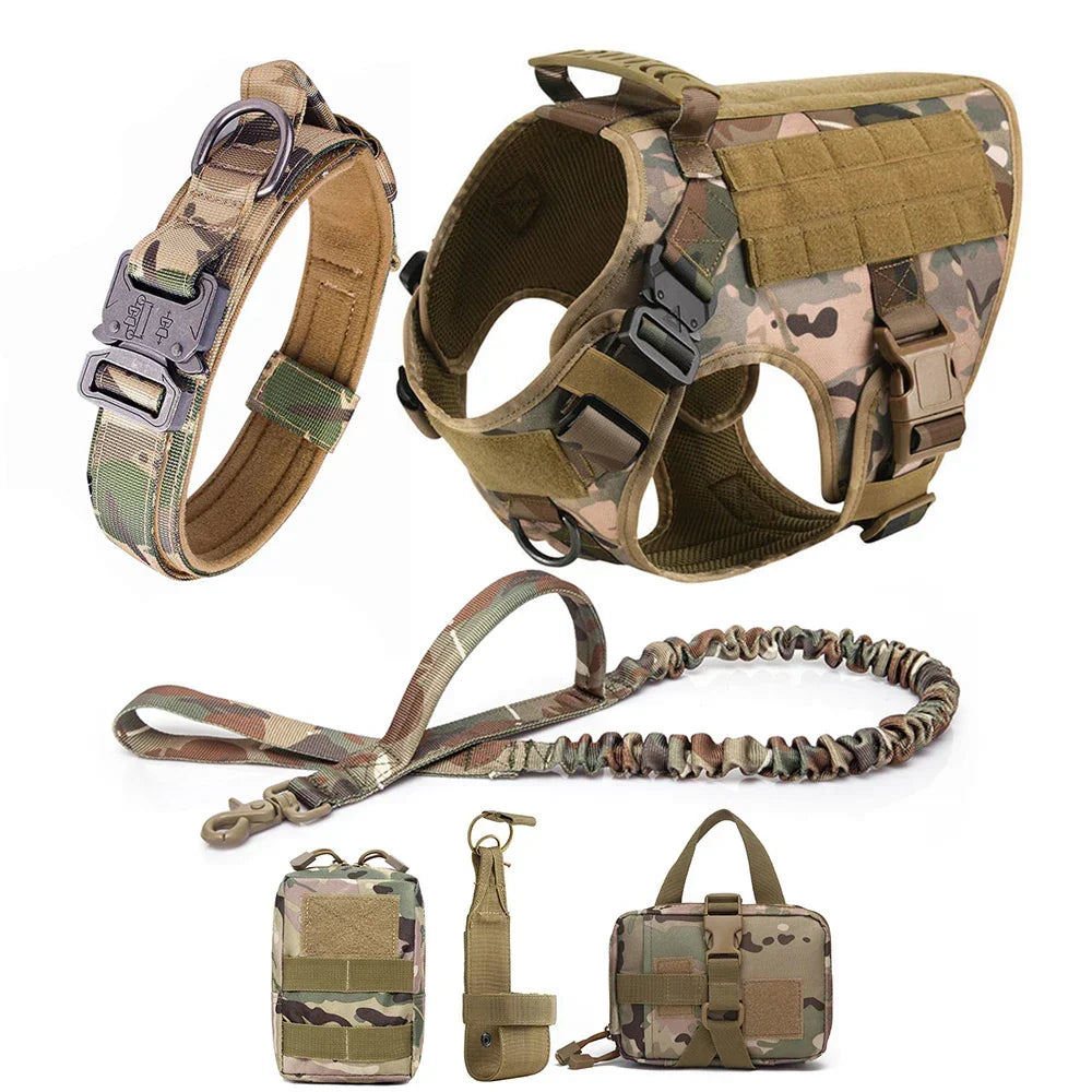Harnais tactique anti-traction pour chien pour l’entraînement et les aventures en plein air