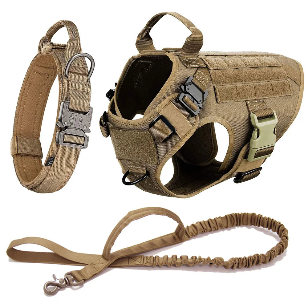 Harnais tactique anti-traction pour chien pour l’entraînement et les aventures en plein air