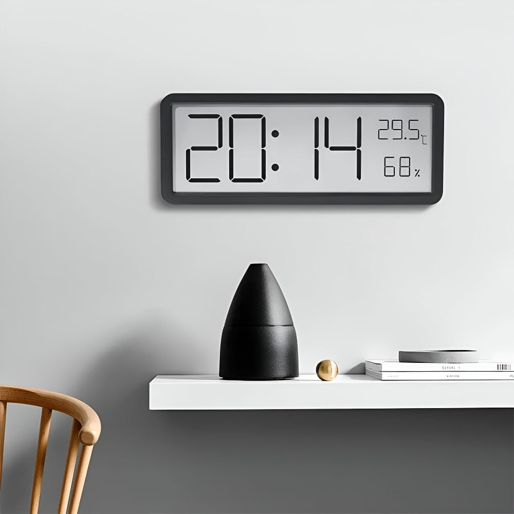 Horloge murale numérique à LED avec température et humidité
