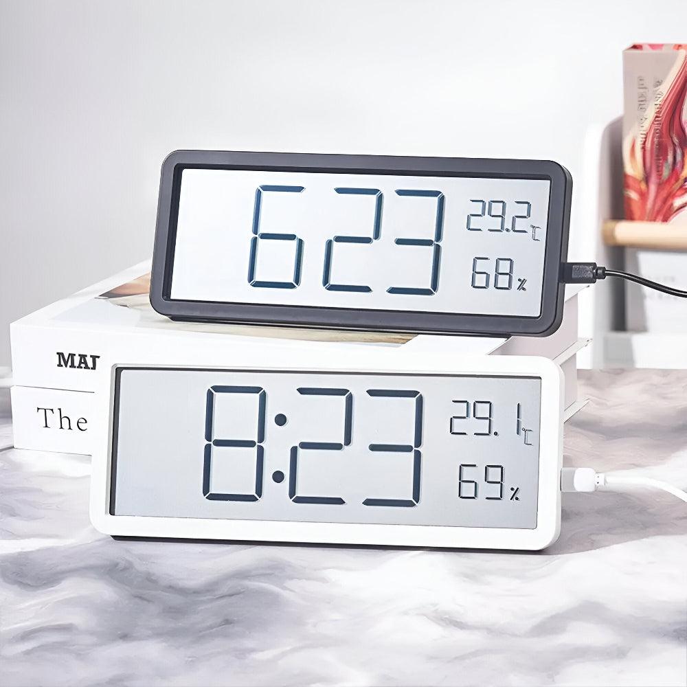 Horloge murale numérique à LED avec température et humidité