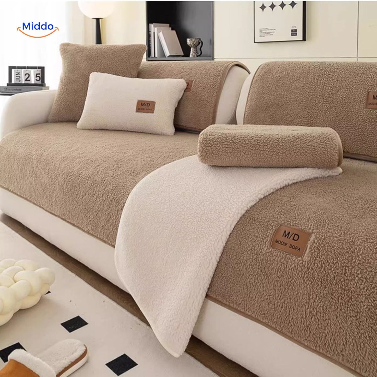 Housse de canapé | design doux effet peau d’agneau pour la chaleur et l’élégance