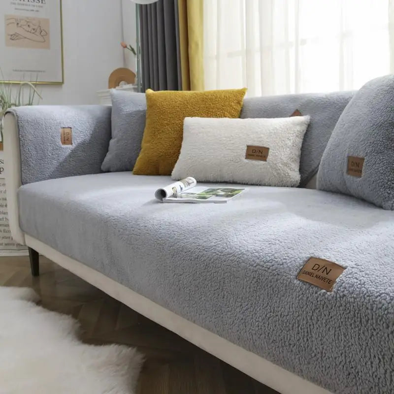 Housse de canapé en polaire sherpa épaisse, imperméable et antidérapante