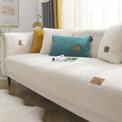 Housse de canapé en polaire sherpa épaisse, imperméable et antidérapante