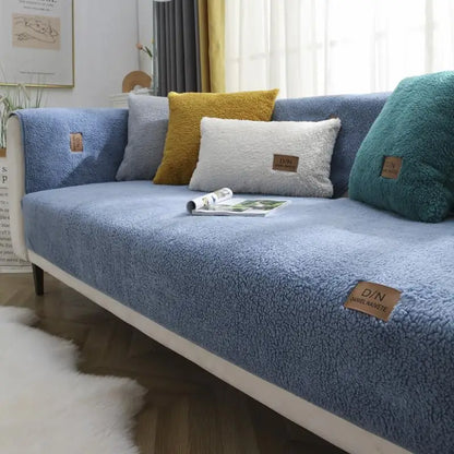Housse de canapé en polaire sherpa épaisse, imperméable et antidérapante