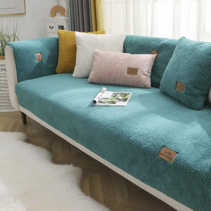 Housse de canapé en polaire sherpa épaisse, imperméable et antidérapante
