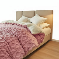 Housse de couette réversible 240x220 luxe avec effet peluche et finition lisse