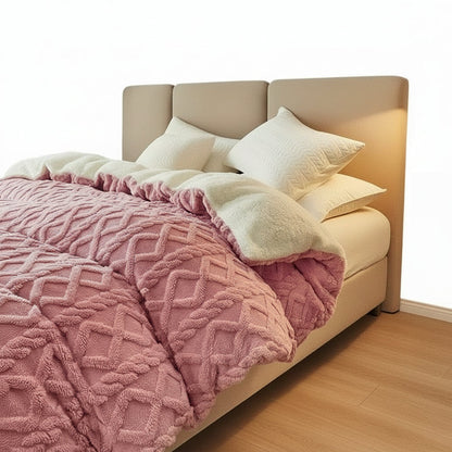 Housse de couette réversible 240x220 luxe avec effet peluche et finition lisse
