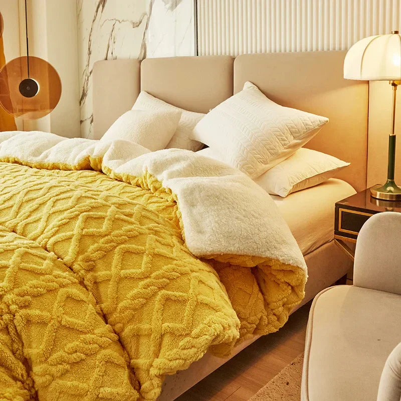 Housse de couette réversible 240x220 luxe avec effet peluche et finition lisse
