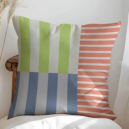 Housse de coussin à blocs rayés style mod