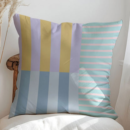 Housse de coussin à blocs rayés style mod
