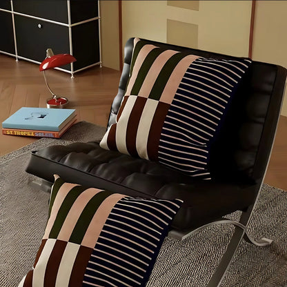 Housse de coussin à blocs rayés style mod