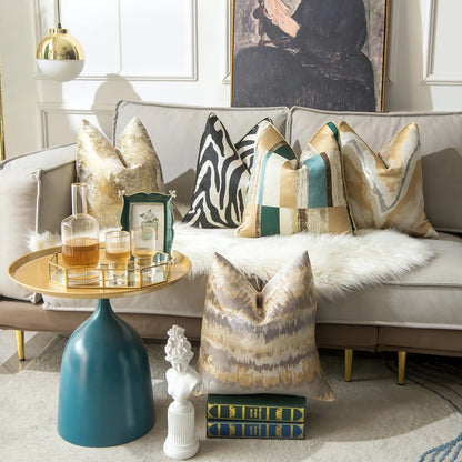 Housse de coussin de luxe dorée