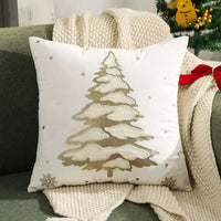 Housse de coussin décorative en velours motif sapin de Noël
