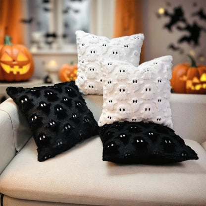 Housse de coussin en peluche Halloween motif fantôme effrayant