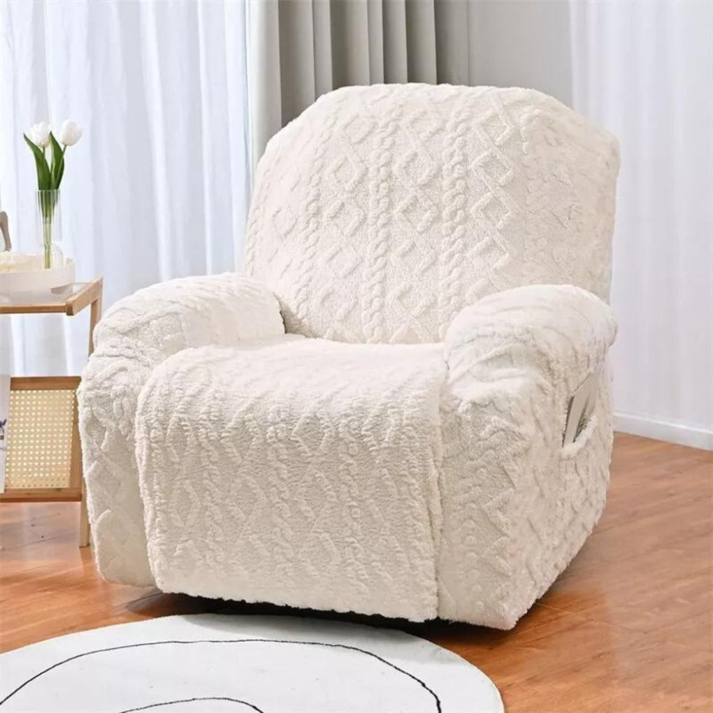 Housse en peluche pour fauteuil relax effet maille torsadée
