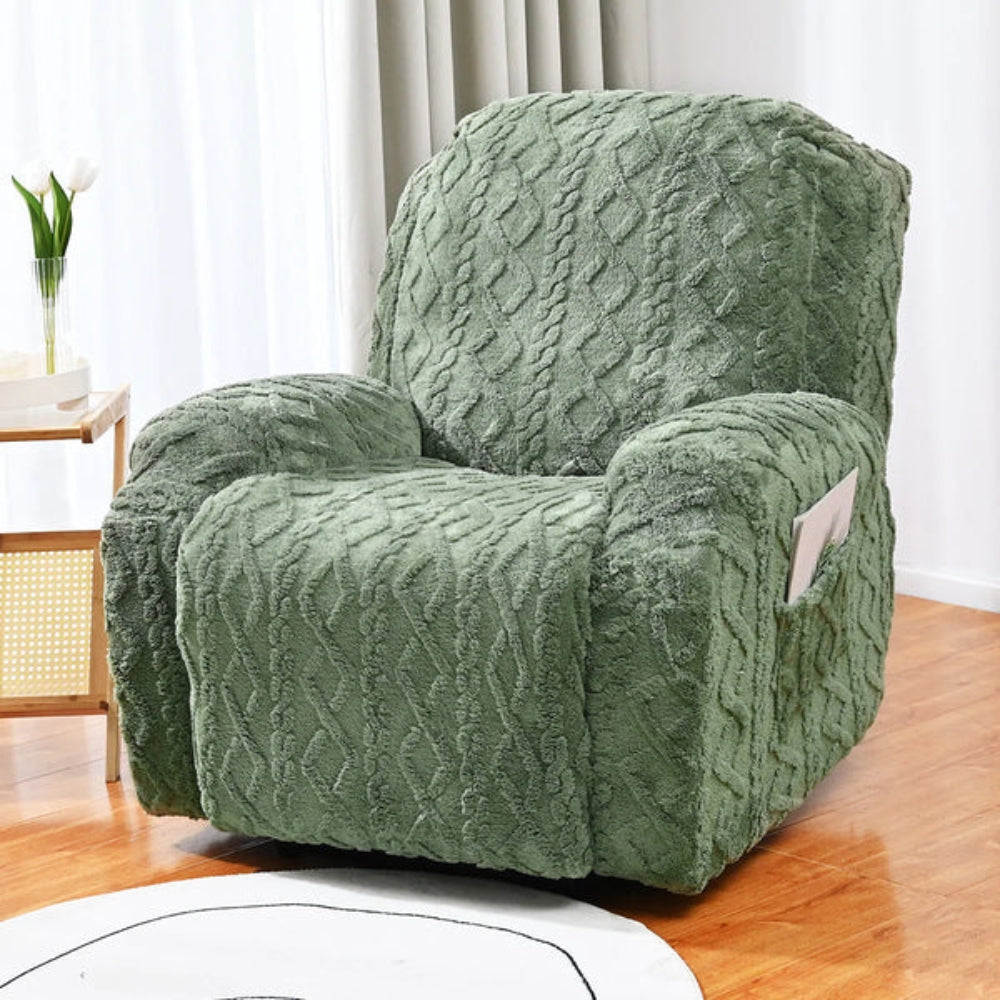 Housse en peluche pour fauteuil relax effet maille torsadée