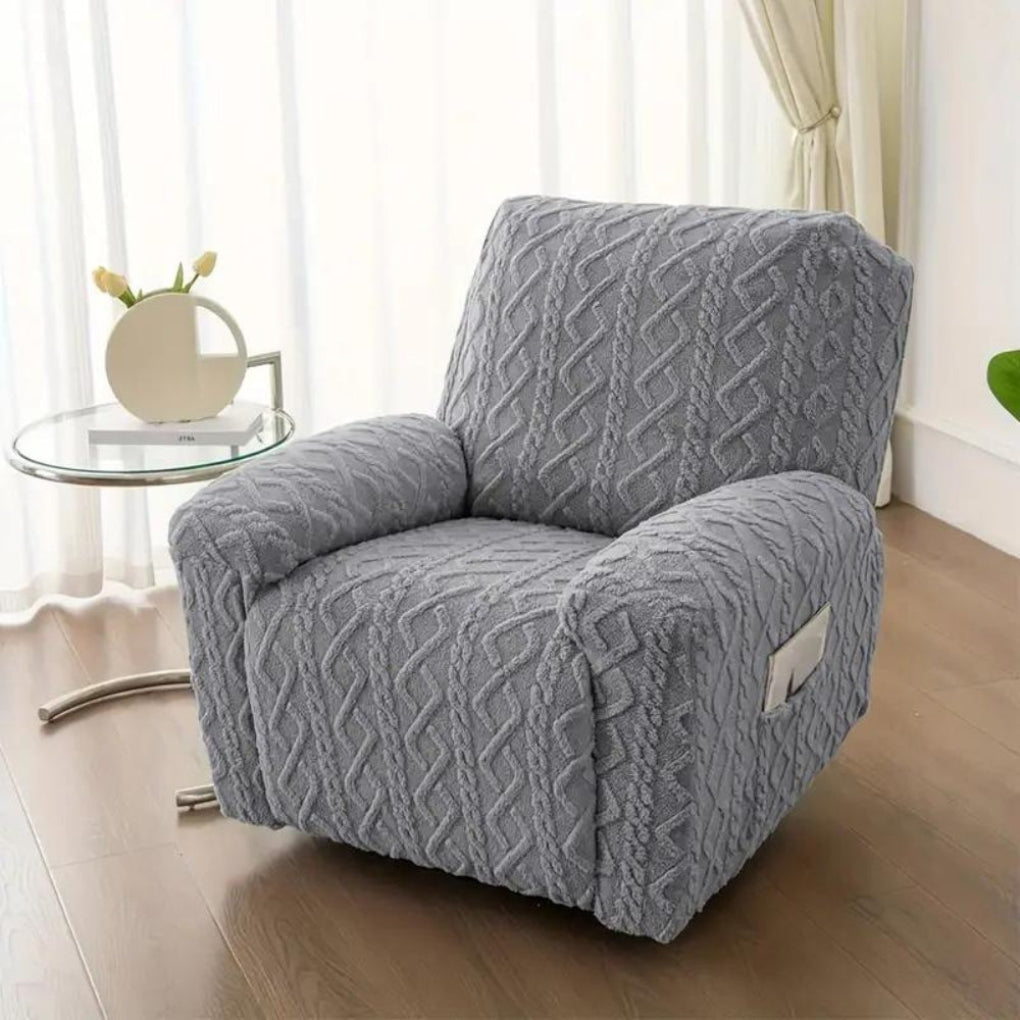 Housse en peluche pour fauteuil relax effet maille torsadée