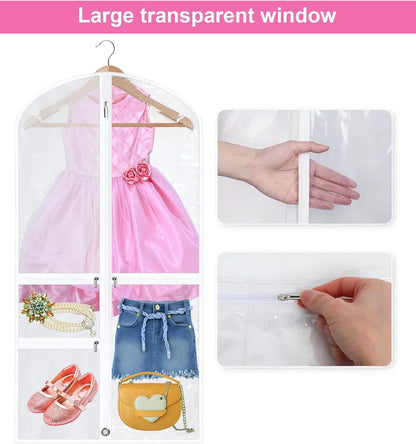 Housses à vêtements de danse unisexe pliables avec poches zippées - lot de 5