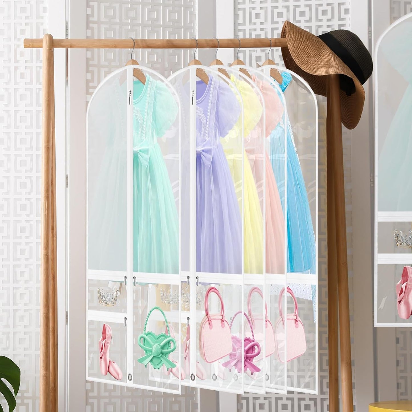 Housses à vêtements de danse unisexe pliables avec poches zippées - lot de 5