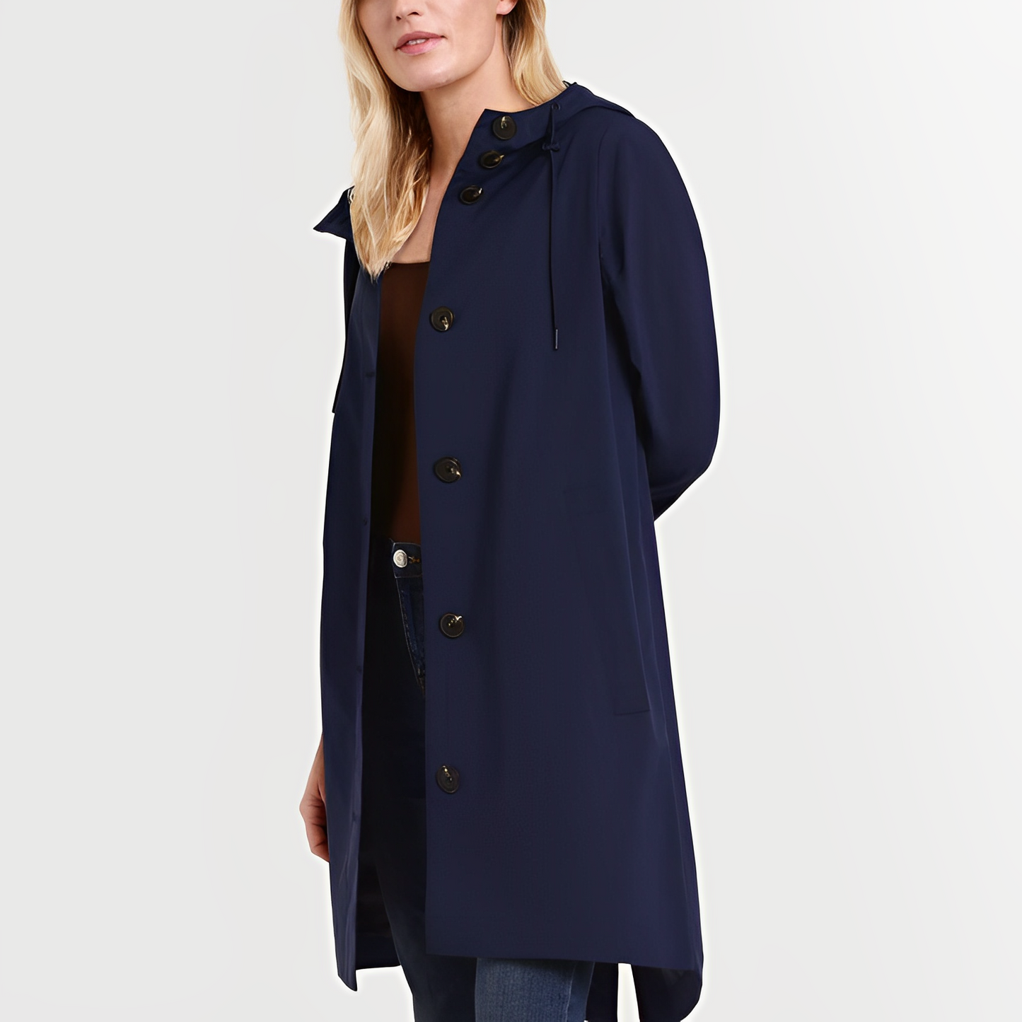 Imperméable à capuche classique pour femme - édition automne
