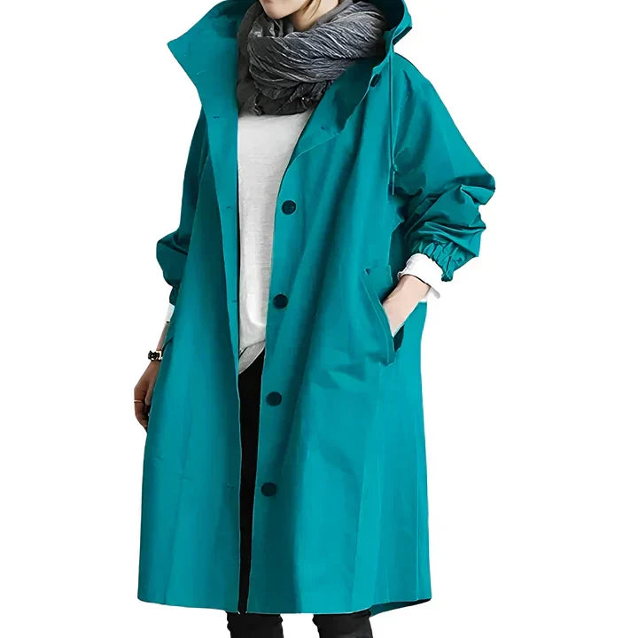Imperméable à capuche classique pour femme - édition automne