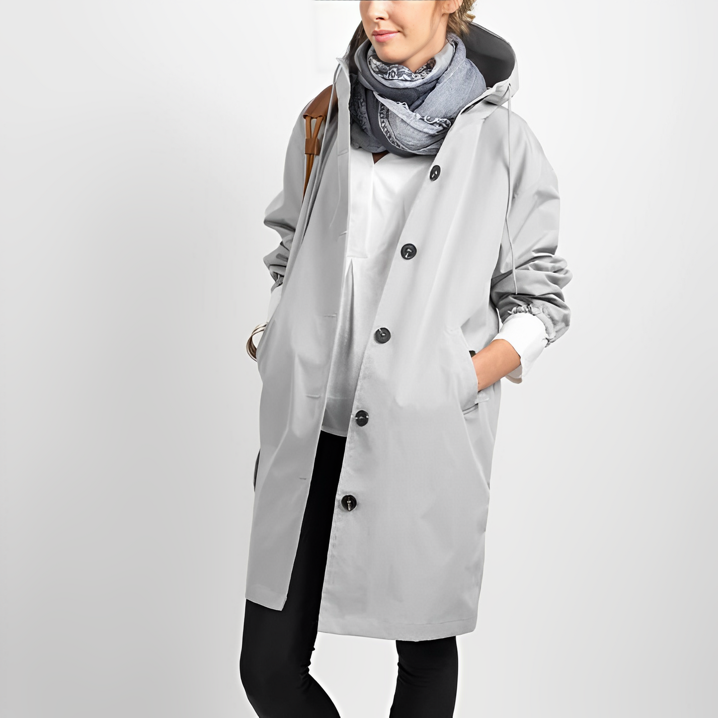Imperméable à capuche classique pour femme - édition automne
