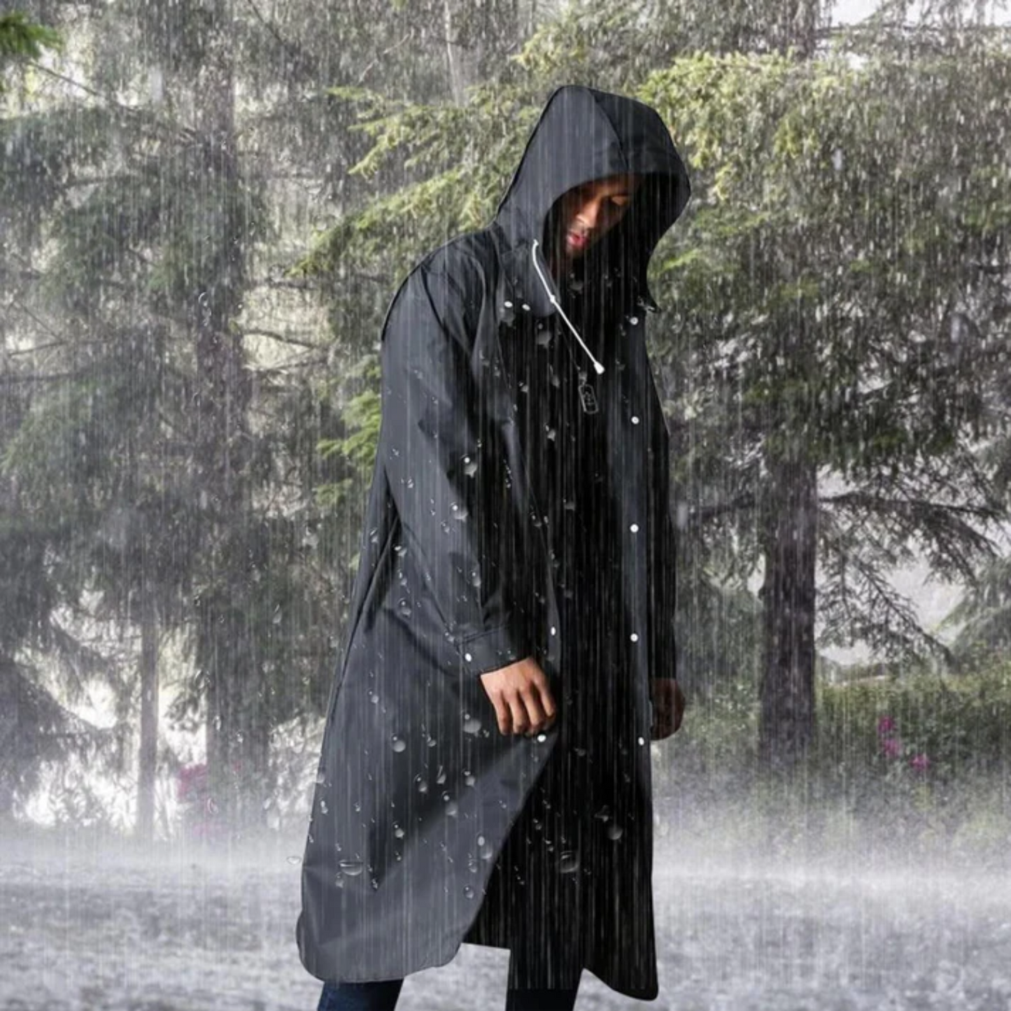 Imperméable long à capuche pour homme - Titan