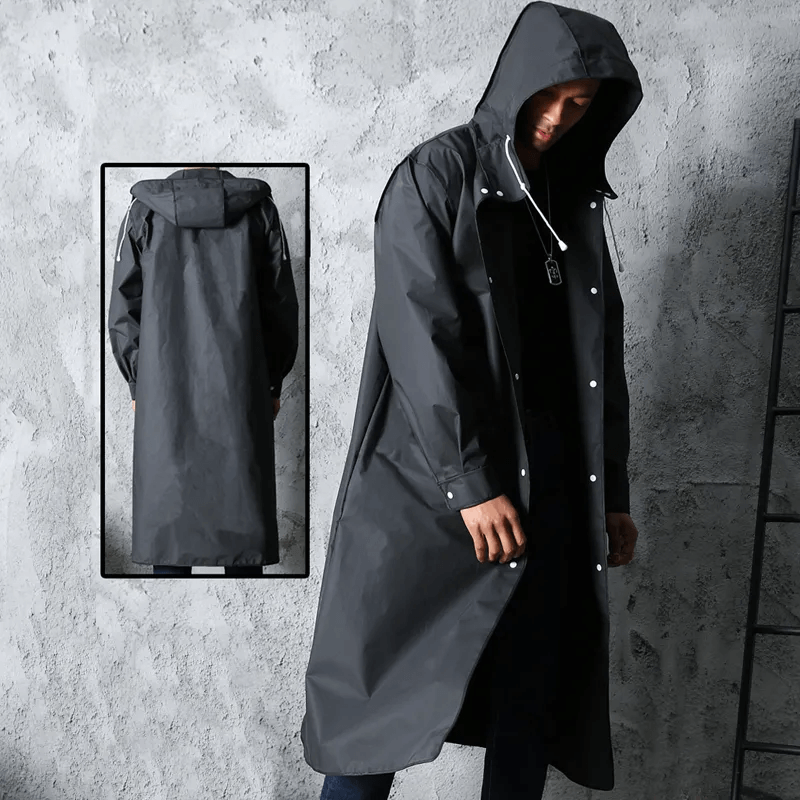 Imperméable long noir élégant