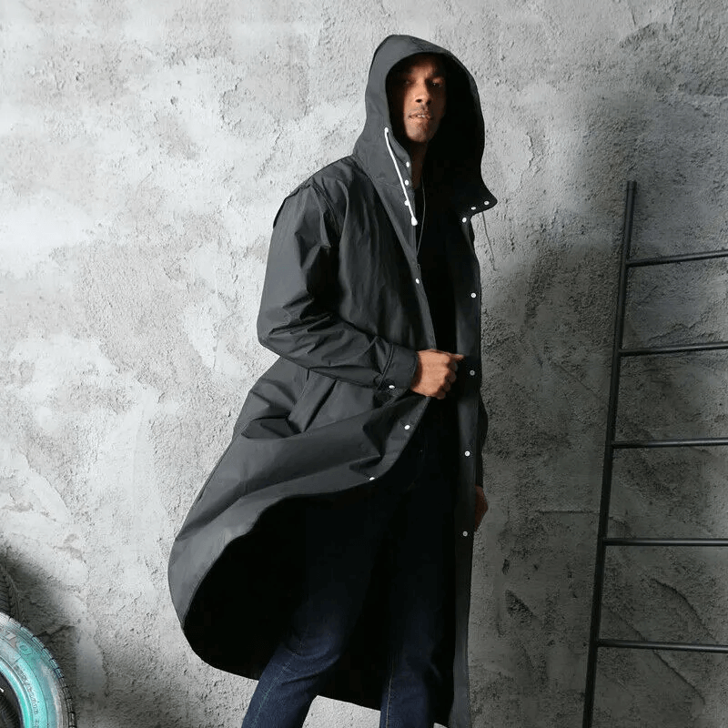 Imperméable long noir élégant