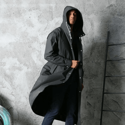 Imperméable long noir élégant