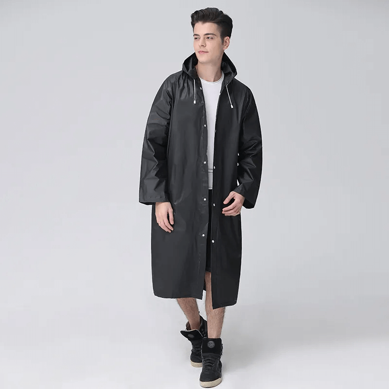Imperméable long noir élégant