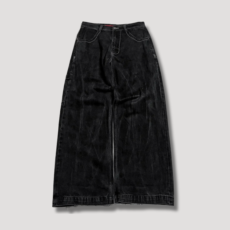 Jean baggy noir taille haute – Raven