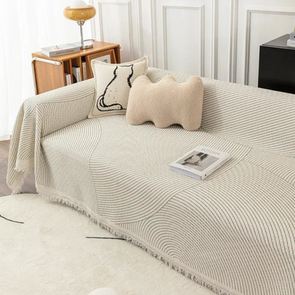 Jeté de canapé style scandinave à bordure frangée