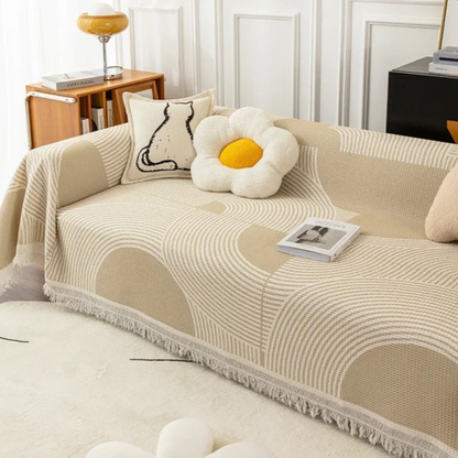 Jeté de canapé style scandinave à bordure frangée