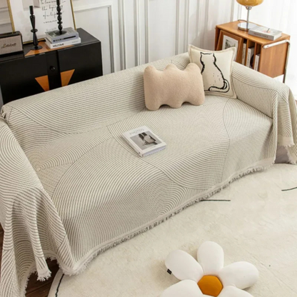 Jeté de canapé style scandinave à bordure frangée