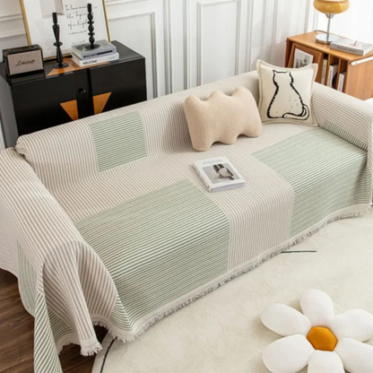 Jeté de canapé style scandinave à bordure frangée