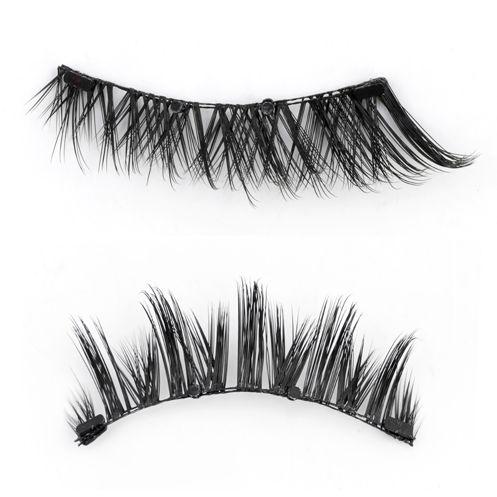 Kit de faux cils magnétiques réutilisables sans colle, avec pince, noir